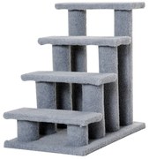 PawHut schody dla zwierząt kota i psa 4 stopnie wygodne wejście szare 635x43x60cm | Aosompl