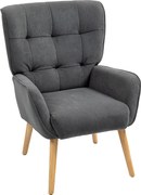 HOMCOM Fotel Tapicerowany do Salonu ze Steppowaniem, Miękki Pokrowiec Aksamitny, do 120 kg, Szary