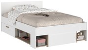 Łóżko 120 x 190/200 cm  ze skrzynią i - Biały i naturalny - KINSELIA