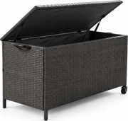Skrzynia ogrodowa na poduszki z technorattanu XL-SD-L, 133x56x64 cm, kolor szary