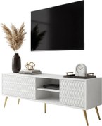 Biała szafka RTV 3D na złotych nóżkach 175 cm W1-W15