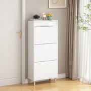 Biała szafka na buty z lustrem i miejscem do przechowywania w stylu loftowym, pionowa półka do przedpokoju 55 cm