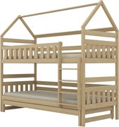 Łóżko piętrowe domek FELIKS 200x90 sosna lakierowana drewniane trzyosobowe KOCOT KIDS
