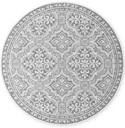 Dywan zewnętrzny dwustronny Duet Ornament szaro-kremowy 160 cm x 160 cm koło