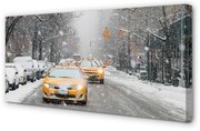 Obraz na płótnie Zima auta śnieg miasto