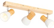 Drewniany plafon z regulowanym białym reflektorami 3-punktowym - Thorin
