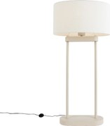 Lampa podłogowa beżowa z owalnym białym lnianym abażurem 35 cm - Thijmen