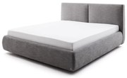 Ciemnoszare tapicerowane łóżko dwuosobowe ze schowkiem ze stelażem 180x200 cm Atesio – Meise Möbel