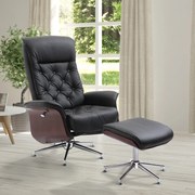 HOMCOM Krzesło TV z podnóżkiem tapicerowane fotel obrotowy 145° odchylany