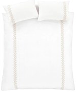 Biało-beżowa bawełniana pościel dwuosobowa 200x200 cm Embroidery Leaf – Bianca