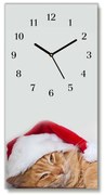 Zegar ścienny Pionowy-Kot Czapka Mikołaja Święta