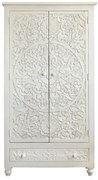 Kremowa szafa z litego drewna mango 180x40 cm Kalhana – Støraa