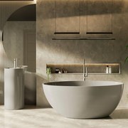 Zestaw KALMI z konglomeratu w kolorze szarym błyszczącym wanna wolnostojąca i umywalka wolnostojąca z konglomeratu