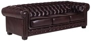 Kanapa 4-osobowa BRENTON w stylu chesterfield ze 100% bawolej skóry – kolor wiśniowy