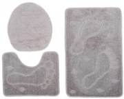 Nowoczesny popielaty komplet dywaników do łazienki N0-H79
