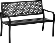 Outsunny Metalowa ławka ogrodowa, 2-osobowa, z wzorem kwiatowym, odporna na warunki atmosferyczne, 127 x 63 x 83cm, Czarna