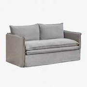 Sofa 2-osobowa Z Lnu I Bawełny Grace Tkaniny Dark Grey - Sklum