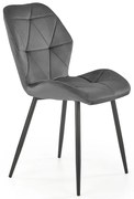 Szare pikowane krzesło welurowe L6-E78