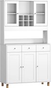 HOMCOM nowoczesny kredens witryna do salonu biała szafka na akcesoria i dzieła płyta MDF 100x40x180 cm | Aosom PL