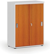 Szafa biurowa z drzwiami przesuwnymi PRIMO WHITE, 800 x 420 x 1087 mm, biały/wiśnia