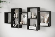 Nowoczesna półka wisząca lub stojąca do salonu, sypialni i pokoju, kwadrat czarny mat