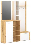 Ściana do przedpokoju z lustrem KEVIN brązowa/biała