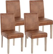 Krzesło do jadalni Littau (zestaw 4 sztuk),  tkanina, imitacja zamszu, konstrukcja nóg - dąb