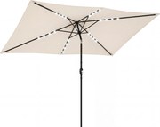 Outsunny Parasol LED Solarny ok. 300 x 200 cm regulowany Parasol Balkonowy z Korbką Pokrowiec UV Ochrona Obracany Kremowy | Aosom PL