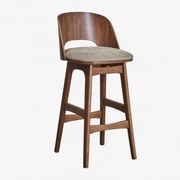 Wysoki Stołek Juna Z Drewna I Tapicerki Ciemne Drewno & ↑65 Cm & Tkanina W Kolorze Mokki W Kolorze Brązowym - Sklum