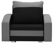 Fotel rozkładany 1 os z funkcją spania KING Czarny/Jasny szary