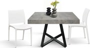 Drewniany stół, cementowo-szary, antracytowa podstawa, długość 95x90-145x90cm - FORTE DEI MARMI