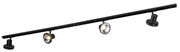 Nowoczesny system oświetlenia szynowego z 4 czarnymi reflektorami jednofazowymi 200 cm - Iconic Jeany