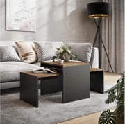 Zestaw stolików kawowych antracyt/złoty dąb 100x48x40.4 donat