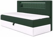 Ciemnozielone jednoosobowe łóżko kontynentalne LED 3 rozmiary C4-F77