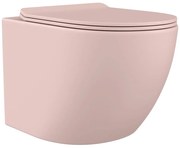 Miska WC podwieszana z różowej matowej ceramiki bez kołnierza - JAVOINE