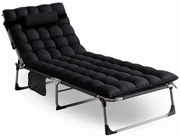 Czarny składany leżak ogrodowy T7-L69