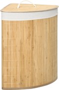 HOMCOM 55L Kosz na bieliznę z pokrywą, uchwytem, sorter prania z wymiennym workiem na pranie dla łazienki, bambus, naturalny