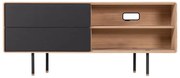 Czarno-naturalna szafka pod TV z litego drewna dębowego 150x64 cm Fina – Gazzda