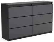 Duża komoda 6 SZUFLAD Szafka 120 cm ARIA Czarny/Antracyt