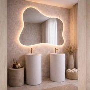 Lustro dekoracyjne o nieregularnym kształcie z podświetleniem FLOW Balance LED | Różne rozmiary | Różne kolory : Kolor tafli szkła - Srebrny, Rozmiar - 100x80