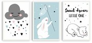 Obrazki dziecięce zestaw 3 szt. 35x50 cm Sweet Dreams Little One – Wallity