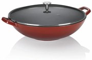 Czerwony WOK żeliwny Kela Calido, ø 36 cm