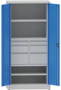 Kovona Metalowa szafa warsztatowa, 1950x950x500 mm, 2 półki, 6 szuflad