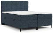 Ciemnoniebieskie łóżko boxspring ze schowkiem 200x200 cm Urbaneo – Maison de Rêve