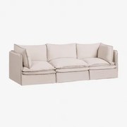 3-częściowa Modułowa Sofa Grace Z Lnu I Bawełny Tkaniny Beige - Sklum