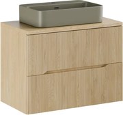 Szafka pod umywalkę NORDIC CREMONA 2S 80cm dąb cremona z umywalką nablatową TRUST 2 COMAD