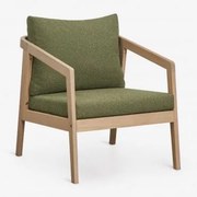 Fotel Ogrodowy Z Drewna Akacjowego Kaela Jasny Akacjowy Brąz & Bouclé Salvia Zieleń - Sklum