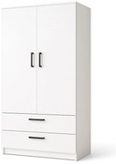 Dwudrzwiowa szafa Tress - drzwi uchylne z szufladami w kolorze białym