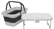 Składany kempingowy kosz piknikowy z wiekiem 2w1 biały/szary