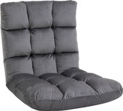 HOMCOM Fotel Materac Gościnny Welurowy Regulowane Oparcie Szary 55x71x53 5 cm Komfort i Styl | Aosom PL
